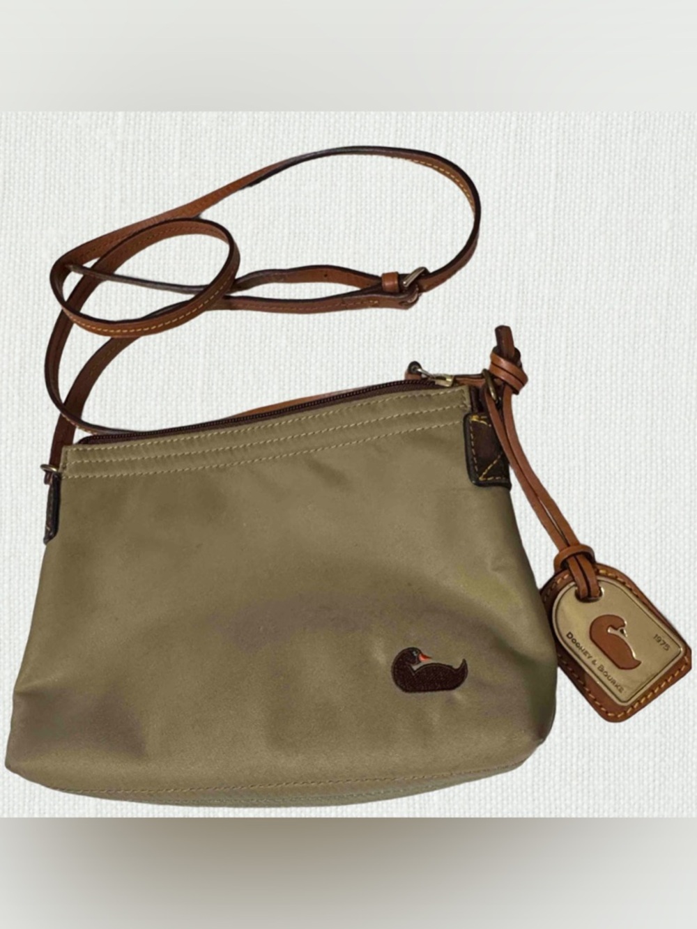 Dooney & Bourke Olive Crossbody with Tan Leather Trim